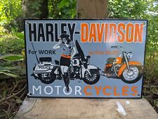 VINTAGE 1957 HARLEY-DAVIDSON MOTORCYCLE POLICE PORCELAIN METAL SIGN 15