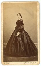 CIRCA 1880'S CDV Woman Wearing Stunning Victorian Dress J. Brill New York, NY picture