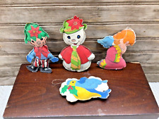 Vintage Lot of 4 Handmade Sewn Christmas Stitched Stuffed Fabric Ornaments picture