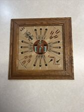 Vintage 80's Navajo Sand Painting Sun and  Eagle/Planrs Framed. Begag picture