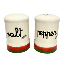 Vintage Baldelli Italy Red White Green Salt Pepper Shakers LARGE Retro picture