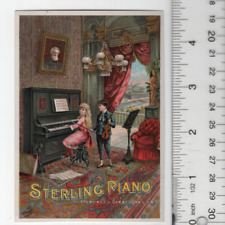 Sterling Piano Siblings Playing Music Victorian Trade Card 3