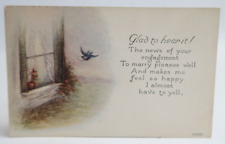 Glad To Hear It Poem 1155D Owen Card OCP Co. Vintage Postcard Marry Pleases picture
