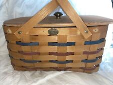 Peterboro Picnic Basket with Hinged Lid Double Swing Handles 14” L 10” H picture