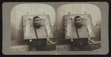 Chinese prisoner cangue placarded with record his crime Old Photo picture