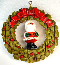 1976 Hallmark Ornament Santa in Wreath Twirl-Abouts Christmas Vintage Hanging picture
