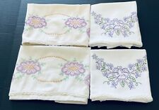 2 Sets of Embroidered/Crochet  Lavender Floral patternPillow Cases.  picture