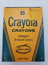 Vintage Box Of 8 Crayola Crayons 1960s USA NOS NIP No 8 Brilliant Colors HTF VTG picture
