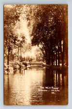c1928 RPPC Albion Michigan MI Scenic View of the Mill Race Postcard picture