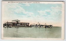 Postcard Vintage Boat Leaving Sun Shipbuilding Company in Chester, PA picture