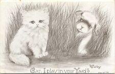 C.1909 A/S V Colby Comic Cat Puppy Dog PLAY IN YOUR HANDS Unused Postcard 824 picture