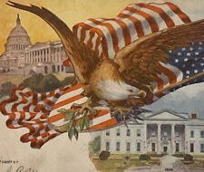 Antique Postcard Patriotic Eagle White House Ephemera 1906 P Sander NY July 4th picture