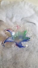 Vntg Murano Like Art Glass Candy/Trinket Dish Star Shape Multi Color picture