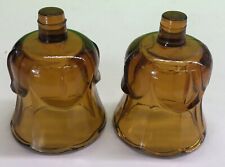 Lot of 2 Amber Glass Votive Cups-Scalloped Tulip cups Heavy picture