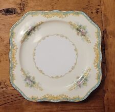 Vintage Noritake China Brian 4 Salad Plates Turquoise Florals Gold Trim Holiday picture