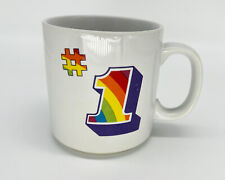 VTG. Rainbow #1 Russ Berrie Ceramic Mug Coffee Cup Celebrate Pride 80s Number 1 picture