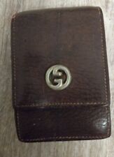 Auth Vintage GUCCI Old Gucci  Cigarette Case Pouch / Brown Leather Double Gs 70s picture