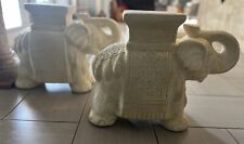 Vintage Pair Of Ceramic Elephant Plant Stand- Stools- or Table Base 18T 23W 9D picture