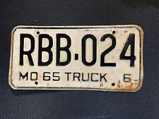 MISSOURI LICENSE PLATE 1965 TRUCK RBB 024 picture