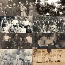 x8 LOT c1910s Groups of People RPPC Family Picnic Real Photo Postcards Kids A175 picture