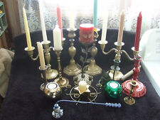 Big Lot of 14 Vintage - Brass Metal Candle Holders plus Free Snifter picture