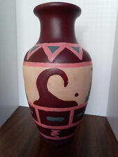 Hand Painted Tribal Vase 11 1/2 inches Tall picture