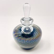 1988 Brian Maytum Studios signed iridescent black swirl art glass perfume bottle picture
