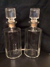 VINTAGE SET Of 2 BORMIOLI FACETED GLASS DECANTER SET. Made In Italy picture
