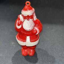 Vintage 1950s Red Hard Plastic Blow Mold Santa Claus Ornament Mid Century picture