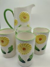 Vintage Sunflower Pitcher With 4 Cups picture