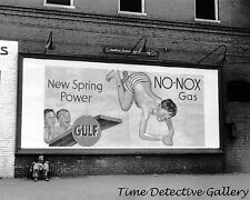 Gulf Oil No-Nox Gasoline Billboard, Columbus, Georgia 1941 Historic Photo Print picture