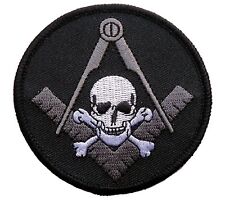 MASONIC Widows Sons Skull Bones SQUARE COMPASS  EMROIDERED  PATCH  picture