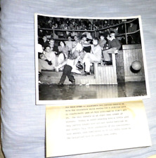 VINTAGE REAL PHOTO STANFORD USC BASKETBALL AVOID CRASHING LITTLE GIRL 1954 picture