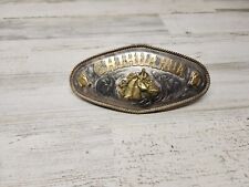 Vintage Chihuahua Mexico Belt Buckle Gold & Silver Tone Horses Cowboy 6.75