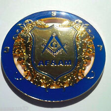 Blue & Golden 3.5.7 Masonic Key  Ancient Free And Accepted Masons Auto Emblem picture