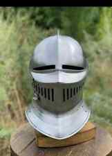 Close Armor Helmet Medieval Warrior 18 Gage Steel Knight Helmet picture