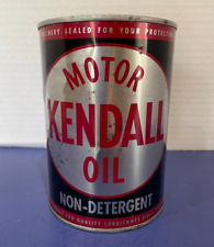 VINTAGE 1950s-60s KENDALL MOTOR OIL 1 QUART EMPTY METAL CAN GAS STATION GAS/OIL picture