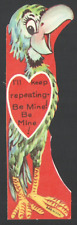 UnUsed PARROT Vintage Valentines Day Card I'll KEEP REPEATING Be MINE Be MINE picture