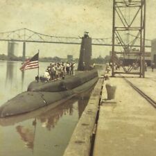 Vintage Color Photo USS Growler Submarine Museum Field Trip United States Flag picture