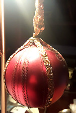 Vintage red  Made In Germany Large Ornament Wire Wrapped gold metalic braid. picture