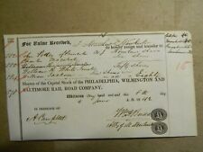Original 1842 Philadelphia Wilmington Baltimore Railroad ephemera document paper picture