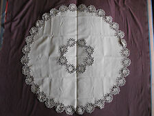 Beautiful Vintage Hand Made Linen Tablecloth  114cm(45'') #1093 picture