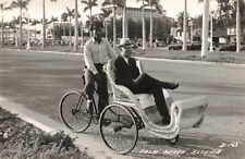 Men in Rolling Chair Bicycle Palm Beach Florida FL c1940 Real Photo RPPC picture