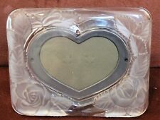 Frosted Roses Clear Glass Heart Picture Frame Studio Nova Japan Vintage picture