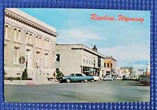Vintage 1960's Downtown Street View Rawlins Wyoming WY Postcard picture