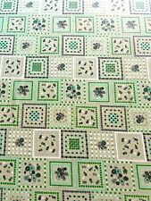 Vintage 60s 70s Mod Green white Black Floral Checkered Pattern 36 x 61 picture