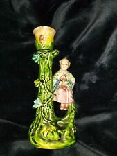 Beautiful Antique  Victorian majolica art pottery figural candlestick Signed  picture