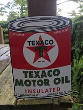 VINTAGE 1956 TEXACO MOTOR OIL CAN PORCELAIN GAS STATION PUMP SIGN 11
