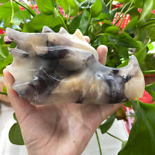 1pc Natural Golden silk jade hand carved dragon skull Healing Gift Decor picture