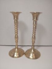 Pair Of 6 Inch Tall Delicate Brass Candlestick Holders  picture
